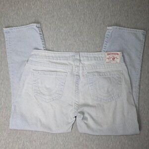 True Religion Women's Blue and White Jeans